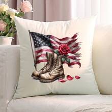 1/2/3 Pcs Anniversary Theme Heat Transfer Patches, Plastic, Washable & Ironable, Cartoon Soldier Boot & Rose Flag Design, Suitable For DIY T-Shirts, Hoodies, Jeans, Backpacks, Tote Bags, Pillows, Retro Baseball Caps, Patriotic Decoration