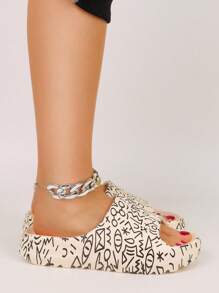 pueenb 可爱涂鸦印花枕头拖鞋，EVA 材质软底轻便家用拖鞋，防滑夏季拖鞋 - 彩色 - 查看 2