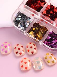 6 格心形迷你星星混合美甲亮片可爱彩色五角星混合尺寸爱心闪亮全息美甲设计卡哇伊 Y2K 美甲装饰美甲沙龙美甲用品 DIY - 彩色 - 查看 7