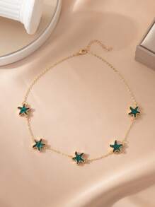 1pc Elegant Classic Starfish Necklace, Women's High-End Gold Color Necklace Suitable For Daily Wear - Multicolor - View 9