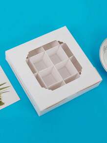 带窗口的透明烘焙盒、甜点盒、糕点盒、礼品盒，简单方便，可接触食物，可混合和组装糖果、巧克力，非常适合庆祝活动和家庭烘焙