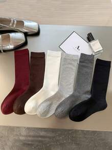 1 Pair/3 Pairs Women's Lightweight Solid Breathable Knee High Socks For Students, Summer, Fall