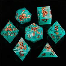 طقم نرد راتينجي ثنائي اللون مصنوع يدويًا ، مناسب لألعاب الأدوار مع شرار نجمي ولمسة حافة دقيقة ، مناسب للمراهقين من عمر 14 سنة فأكثر ، هدية مثالية لعيد الميلاد أو عيد الميلاد - متعدد الألوان - مشاهدة 5