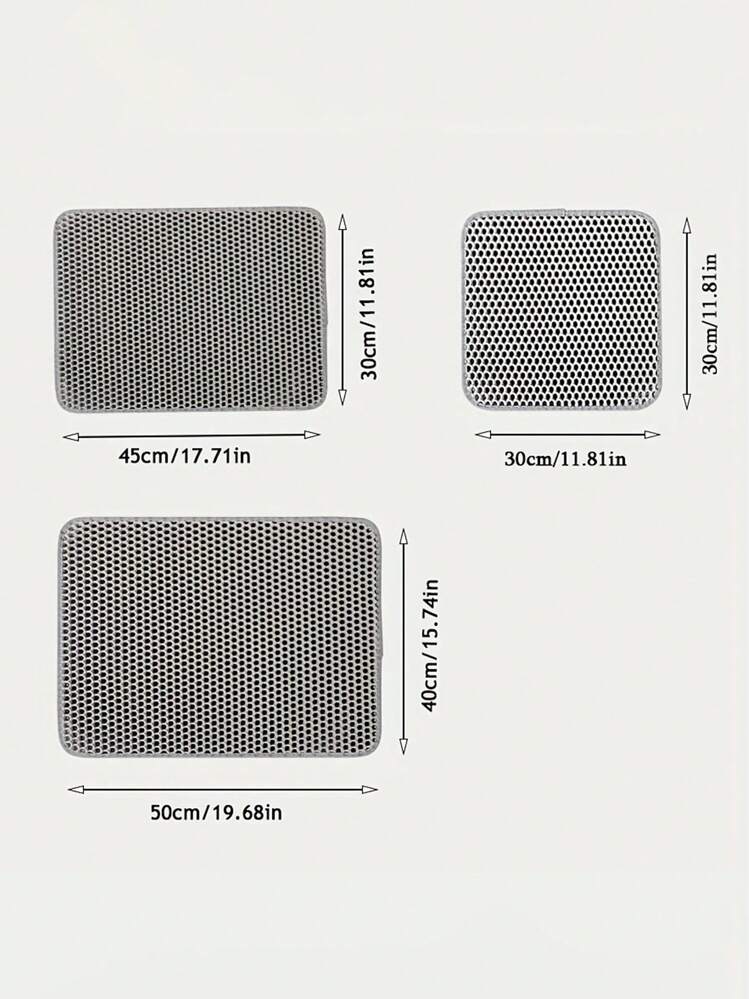 Tappetino per lettiera per gatti a doppio strato impermeabile all'acqua e all'urina, tappeto ripiegabile per intrappolare la lettiera, accessori per animali domestici per la pulizia dei gatti - Grigio - Visualizzare 7