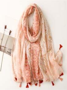 优雅沙滩配饰，女士轻盈围巾，印花鲜艳，时尚波西米亚风披肩，适合春夏穿着，大号雪纺沙滩巾，防晒连衣裙