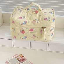 Bolsa de maquillaje suave con cremallera con diseño de ratón lindo, estuche de cosméticos con diseño de dibujos animados pintado a mano para uso en el hogar, viajes y exteriores