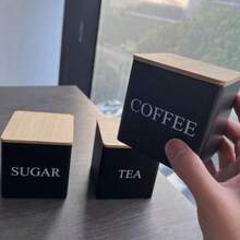 1 Set Of 3 Rectangular Bamboo Lid Tin Cans, Simple Ins European Style, Airtight Metal Container For Coffee, Candy, Tea Storage With Label, Easy Round Kitchen Canister Set - Multicolor - View 3