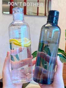 1pc Time Scale Water Bottle, Ins Style High-Desity Beverage/Juice Cup, Large Transparent Portable Minimalist Internet Celebrity Water Bottle