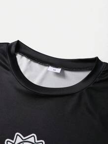 男士休闲户外套装、街头时尚数码印花裤和短袖 T 恤 - 黑色 - 查看 8