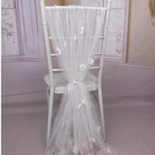1pc Pearl White Flower Table Runner, Sheer Tulle Table Runner Decor, Mesh Fluffy Sheer Table Cloth, Suitable For Birthday Party, Valentine's Day, Ball - White - View 5