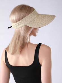 Beach Straw Sun Hat For Women Crochet Frayed Floppy Bucket Hat Wide Brim Sun Protection Straw Hat - A - View 7