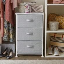 Fabric 3-Drawer Storage Organizer Unit For Closet, White - White - View 2