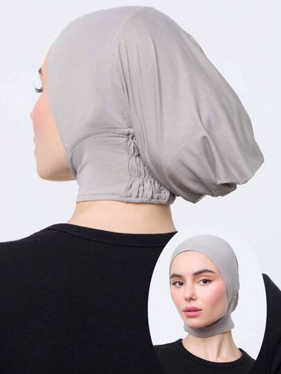 1件/2件/3件装女士时尚纯色弹力内衬头巾，舒适透气，可作颈套或休闲优雅内衬头巾，适合日常外出和祈祷时搭配穿着。