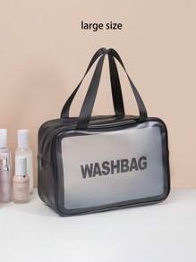 1 Pc Pvc Makeup Bag With A Small Body And Large Storage Capacity,Portable Women's Travel Transparent Waterproof Wash Bag, Storage Bag, Handbag Bag, Multi-Functional Travel Makeup Wash Bag,One Bag Is Versatile And Convenient For Daily Life, Cold Resistant, Waterproof Material, Semi Transparent Frosted Design, Beauty And Makeup Tools
