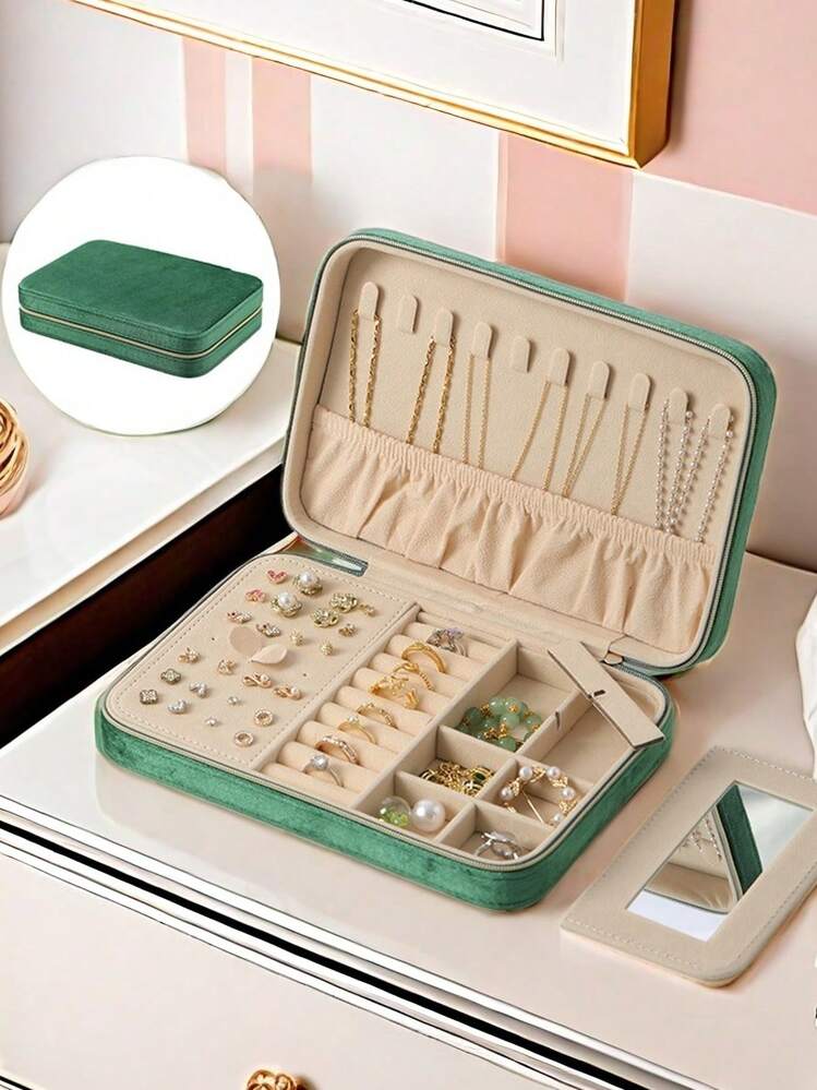 奢华皮革首饰盒、珠宝收纳盒、戒指盒。复古 PU 皮革女士首饰盒，可收纳耳环、项链、戒指、手链、手表等配饰，是完美的母亲节返校礼物 - 多色 - 查看 25