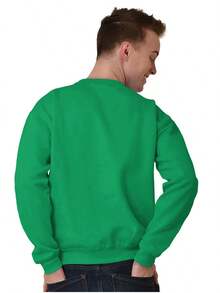 BRISCO BRANDS St Patrick's Day Graphic Fleece Lined Crewneck Pullover Sweatshirt Saint Paddy's Day Funny Sarcastic Keep Calm And Love Leprechauns Casual Everyday Cotton Printed Thermal Lined Jumper - 愛爾蘭綠 - 查看 2