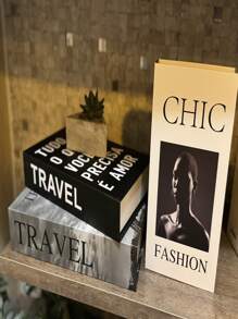 Kit With 3 Fake Books Desk Book Organizer Box Decorative Object Holder - TRAVEL - View 2