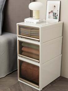 1pc 5/10/16/28/36/37/46/47L Large Capacity Drawer Storage Box, Closet Organizer/Bedroom Closet/Portable Closet, Plastic Transparent Storage Cabinet, Clothes And Underwear Large Capacity Storage Box, Stackable Storage Box High Hardness Storage Box - Brown - View 8