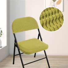 Solid Color Household Folding Chair Cover Suitable For Home Decoration Polyester Cover For Covers Wedding Party Dining Elastic Chair Covers - 綠色 - 查看 4