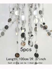 20/10/5/1pc Silver Mirror Sequin Curtain Decor - Hanging Sequin Garland, Suitable For Wedding, Engagement, Birthday Party, Valentine's Day, Graduation - No Power Needed Decoration