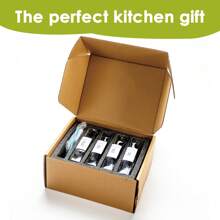 4 Pack 12oz/350ml Gold Olive Oil Dispenser Set - Heavy Duty Thickened Glass Bottles For Kitchen, Cooking Oil, Vinegar, Soy Sauce And Coffee Syrup, With Stainless Steel Automatic Pour Spout And 40 Label Funnel - 黑色 - 查看 10