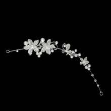 1 件新娘合金水晶和珍珠头饰，韩式花朵发饰婚礼头饰配饰