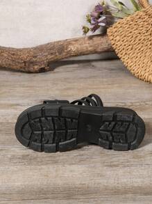 Women's Solid Color Strap Open Toe Comfortable Soft Bottom Fashionable Outdoor Platform Thick Bottom Casual Non-Slip Daily Walking Mule Sandals - Black - View 9