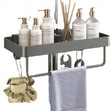 New Bathroom Shower Storage Rack, For Storing Shampoo, Shower Gel, And Other Items, With No-Drill Lifting Rod Bracket For Shower Tray