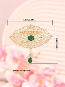 1pc Arabic Style Golden Metal Rhinestone-Encrusted Pendant, Suitable For Scarf, Wedding, Party, Mother's Day Gift - Corsage Scarf Button - View 3