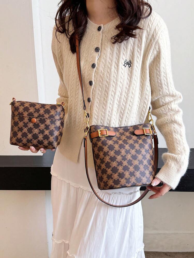 Women's Fashionable Casual Versatile High-End Shoulder/Crossbody/Handbag Bucket Bag, Spring 2025 New Arrival - Coffee - View 3