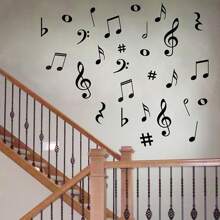1 Set Of Music Symbol Home Decor Self-Adhesive Transparent Wall Stickers - Black - View 1