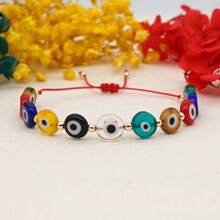1 pieza Pulsera ajustable con cordón y cuentas con ojo protector en estilo bohemio - Multicolor - Ver 2