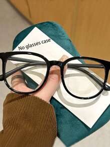 1pc Black Fashionable And Versatile Prescription Glasses, Fashion Flat Mirror