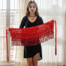 Women's Sequined Shiny Belly Dance Hip Scarf Simian Style Flash Dance Hip Scarf Wrap Short Belt Skirt Party Costume Adult Stage DS Performance Belly Dance Waist Chain - Multicolor - View 6