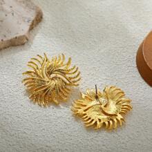 1 par de pendientes de aro exagerados con cadena retorcida de color dorado metálico, regalo del Día de San Valentín para mujeres