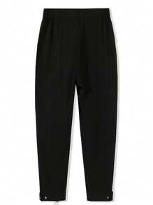 Men's Ice Silk Feeling Loose Straight Leg Slim Fit Ankle Length Solid Color Dress Pants, Flow Feeling - Black - View 9