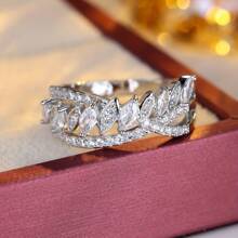 1pc Elegant & Chic Cubic Zirconia Embellished Ring, Fashion Jewelry Suitable For Daily, Dating Or Work Occasions