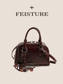 1 Pieza, Bolsa de tela Bowling de PU de estilo retro, Bolsa cuadrada pequeña de mujer con cierre de cremallera, Bolso bandolera transversal (Sigue la tienda para accesorios colgantes anudados), Adecuado para niñas, mujeres, estudiantes universitarias, nuevos profesionales y trabajadores de oficina, Muy adecuado para trabajo, negocios, ir y venir del trabajo, escuela