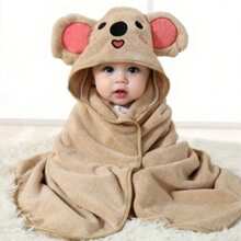 1pc Unisex Baby Multifunctional High Quality Swaddle Blanket, Cartoon Hooded Bath Towel, Coral Fleece Baby Bathrobe, Baby Sleeping Robe, Wrap Blanket, Beach Towel, Throw Blanket, Versatile For All Season