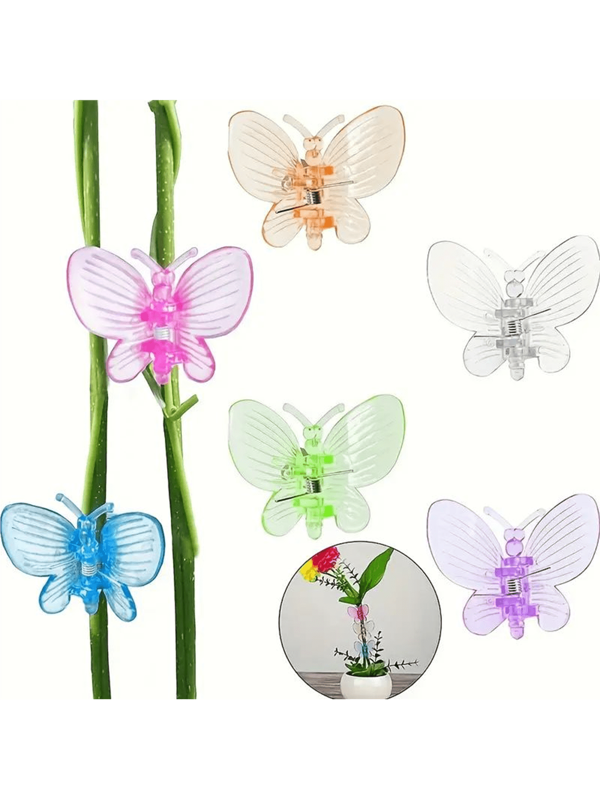 Mixed Color Orchid Clip Butterfly: Plastic And Resin Support Clips For Plants And Vines