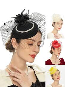 1 pieza Fascinadores y sombreros elegantes para mujer para fiestas de té, bodas, carreras de caballos, Bridgerton, funeral, vestidos vintage de los años 40 y 50, accesorios Lolita, regalo del Día de la Madre