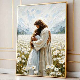 1ชิ้น มีกรอบ/ไม่มีกรอบ พระเยซูโอบกอดเด็กผู้หญิง โปสเตอร์ผ้าใบพิมพ์ พระคัมภีร์ คริสเตียน ศิลปะ ภาพวาดสุนทรียศาสตร์ ภาพติดผนังเรียบง่าย สำหรับหอพัก, อพาร์ตเมนต์, ห้องนอน, ห้องนั่งเล่น, ของตกแต่งบ้านสมัยใหม่