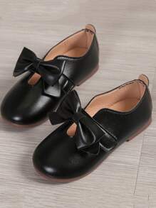 1 para dziewczęcych płaskich butów z kokardą i rzepem, okrągłe noski, urocze mokasyny, dziecięce buty do tańca odpowiednie dla dziewczynek w wieku 3-7 lat, wiosna