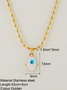 1pc Stylish Collarbone Chain Necklace With Devil's Eye & Palm Pendant, New Fashion Jewelry For Women, Suitable For Daily Wear, Festivals And Gifts