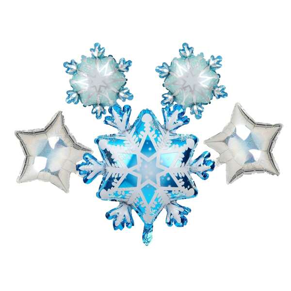 5pcs balões de folha de floco de neve balões de tema de inverno de festa de aniversário congelado balões de alumínio de estrela brilhante chuveiro aniversário inverno suprimentos de decoração de festa em casa