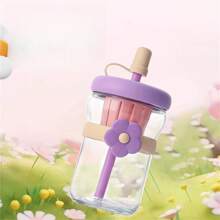 1pc Summer Water Bottle With Tea Infuser, Portable Straw Tea Cup, High-Quality Cold Brew Flower Tea Cup