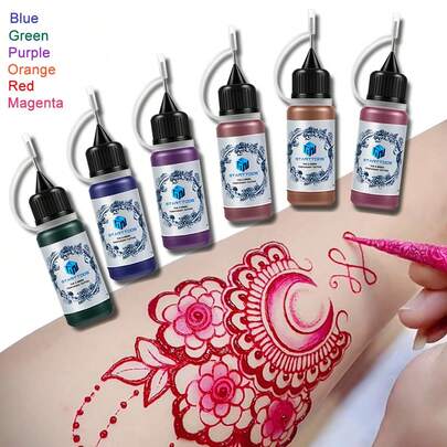 Mực xăm Juice, Sơn cơ thể màu nước trái cây tương thích với khuôn xăm, phù hợp cho cả nam và nữ, Mực xăm tạm thời không thấm nước và bán vĩnh viễn