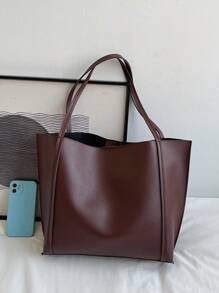 Bolso de hombro tipo tote de gran capacidad, de estilo minimalista y casual de moda