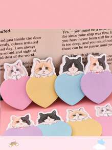 دفتر مذكرات مع صور قطط كرتونية جميلة للمكتب والدراسة، مذكرات لاصقة مريحة للحياة اليومية والتعلم، لوازم مدرسية، عودة إلى المدرسة - 7*10سم - مشاهدة 5