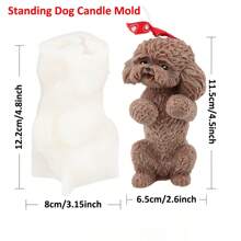 Molde de Silicone para Vela em Forma 3D de Cachorro de Pelúcia Deitado, Molde de Sabão de Animal Poodle, Molde de Silicone de Cachorro, Decoração de Filhote, Vela de Cera de Soja, Arte de Gesso e Resina